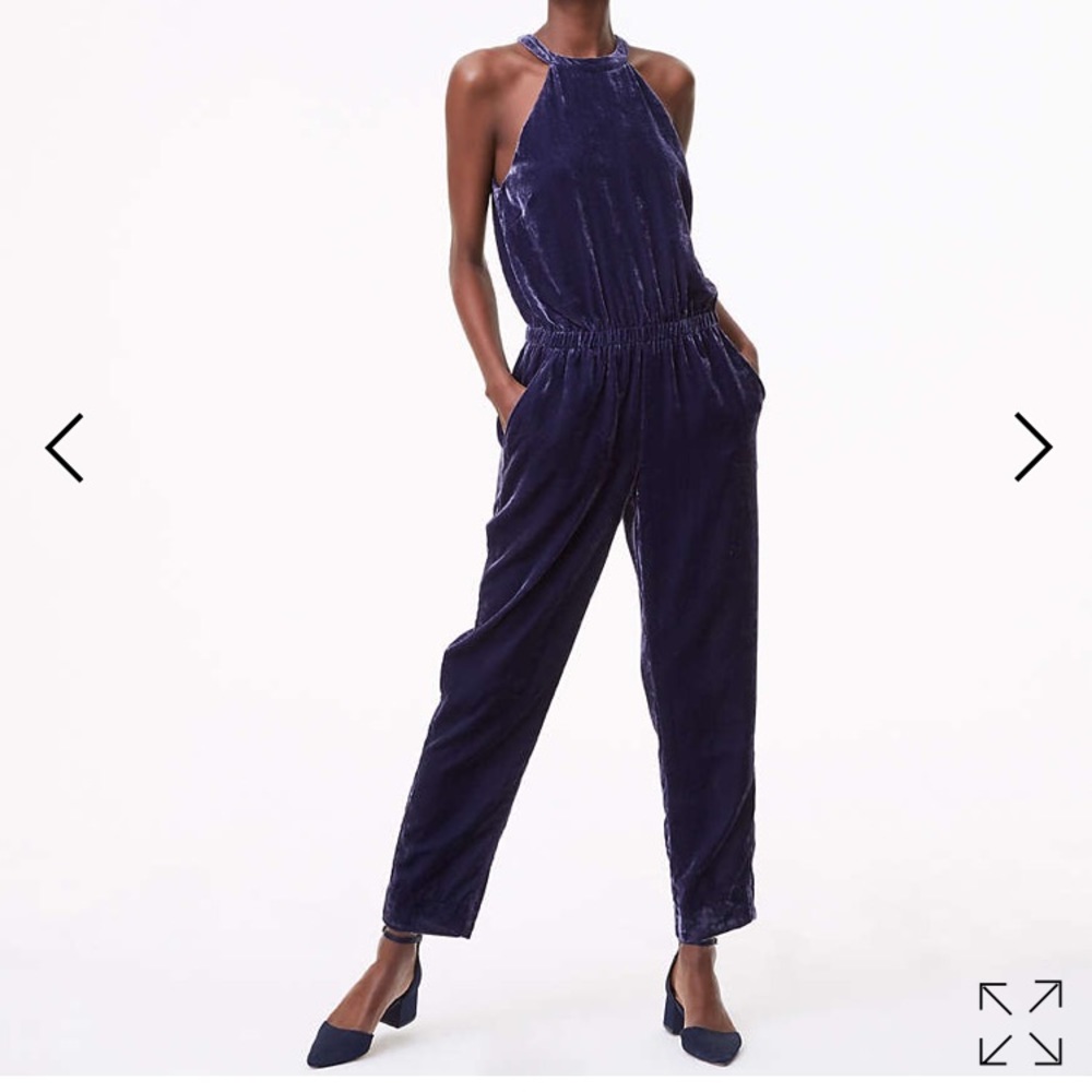 LOFT Blue Velvet Jumpsuit